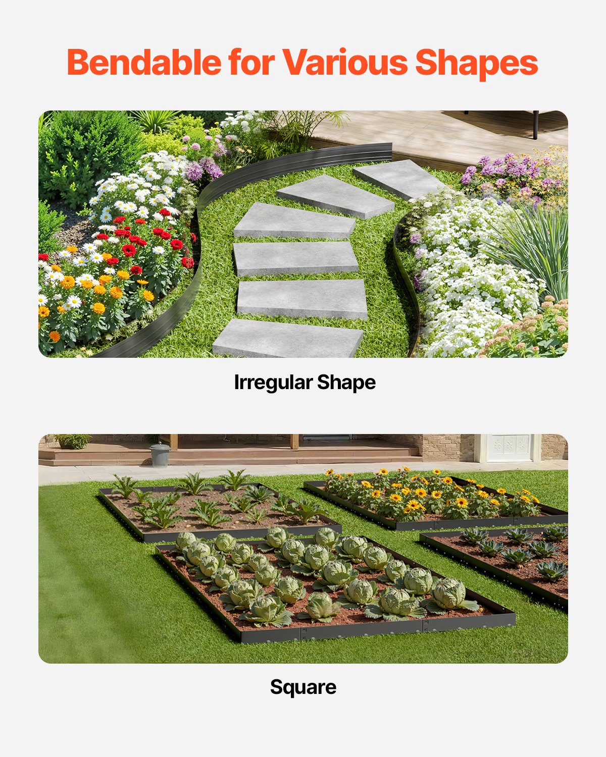 Metal Landscape Edging, 10 Packs 60 in Rust-Resistant Aluminum Alloy Landscape Edging, Bendable Garden Edging Border, Heavy Duty Lawn Edging Fence for Flower Bed Yard Pathway