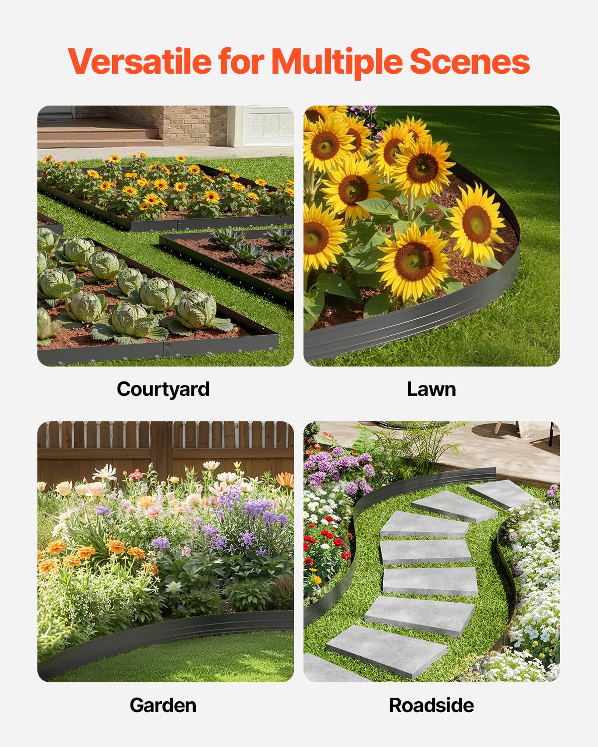 Metal Landscape Edging, 10 Packs 60 in Rust-Resistant Aluminum Alloy Landscape Edging, Bendable Garden Edging Border, Heavy Duty Lawn Edging Fence for Flower Bed Yard Pathway