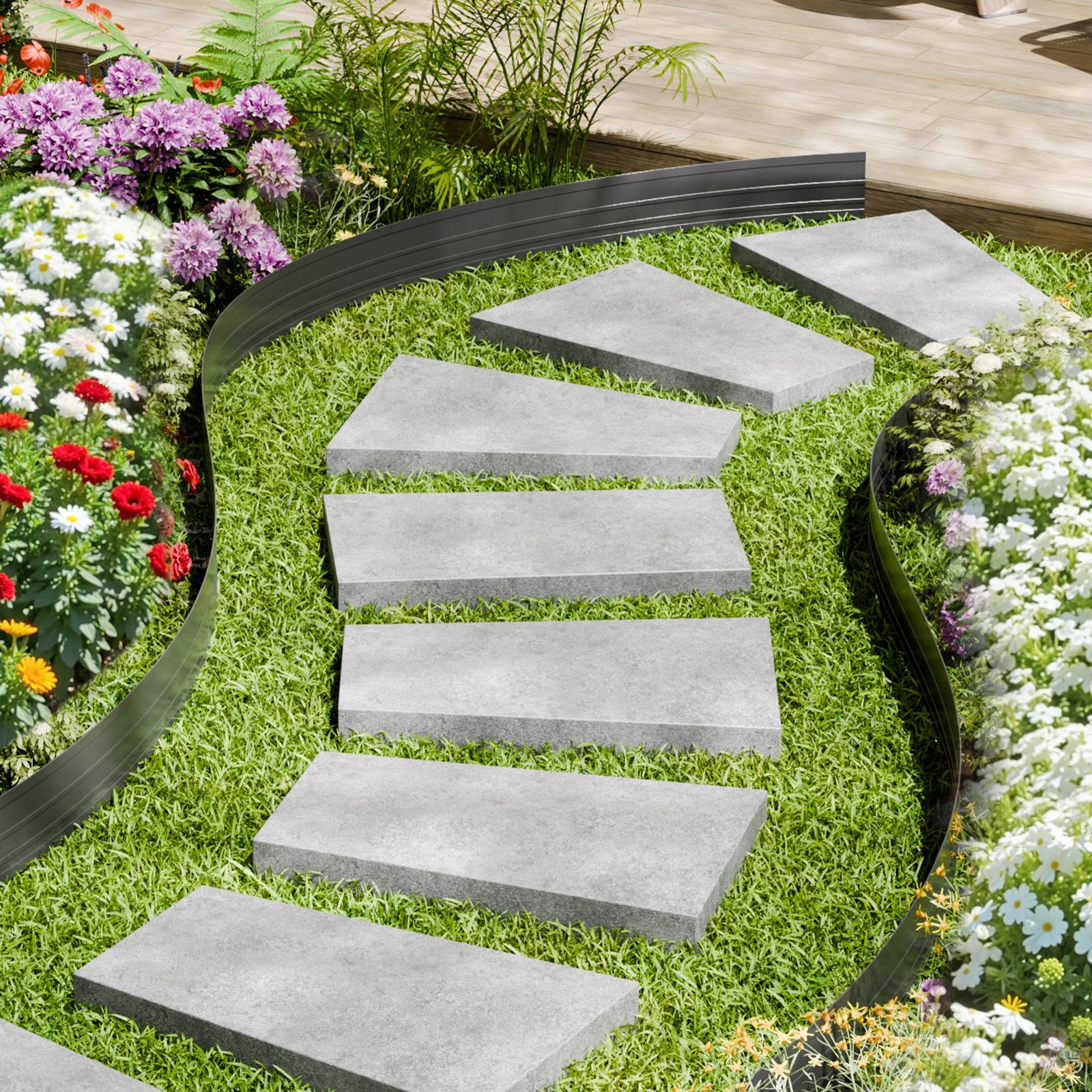 Metal Landscape Edging, 10 Packs 60 in Rust-Resistant Aluminum Alloy Landscape Edging, Bendable Garden Edging Border, Heavy Duty Lawn Edging Fence for Flower Bed Yard Pathway