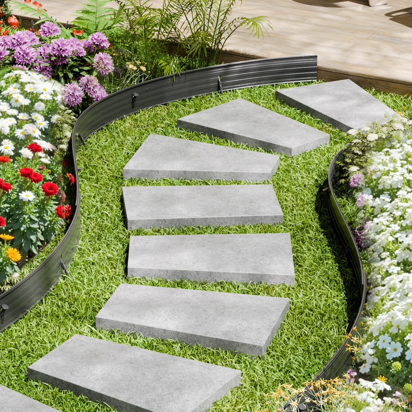 Metal Landscape Edging, 8 Packs 72 in Rust-Resistant Aluminum Alloy Landscape Edging, Bendable Garden Edging Border, Heavy Duty Lawn Edging Fence for Flower Bed Yard Pathway
