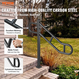 Dog Steps & Ramps: VEVOR Single Post Handrail for Outdoor 1-3 Steps, 40.5" L x 35.4" H Metal Bent Stair Handrails, Floor Mounted Carbon Steel Stair Railing, U-Shaped Post Grab Rails with 2 Anti-Skid Crossbar for Garage