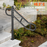 Dog Steps & Ramps: VEVOR Single Post Handrail for Outdoor 1-3 Steps, 40.5" L x 35.4" H Metal Bent Stair Handrails, Floor Mounted Carbon Steel Stair Railing, U-Shaped Post Grab Rails with 2 Anti-Skid Crossbar for Garage