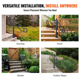 Dog Steps & Ramps: VEVOR Single Post Handrail for Outdoor 1-3 Steps, 40.5" L x 35.4" H Metal Bent Stair Handrails, Floor Mounted Carbon Steel Stair Railing, U-Shaped Post Grab Rails with 2 Anti-Skid Crossbar for Garage