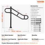Dog Steps & Ramps: VEVOR Single Post Handrail for Outdoor 1-3 Steps, 40.5" L x 35.4" H Metal Bent Stair Handrails, Floor Mounted Carbon Steel Stair Railing, U-Shaped Post Grab Rails with 2 Anti-Skid Crossbar for Garage