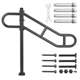 Dog Steps & Ramps: VEVOR Single Post Handrail for Outdoor 1-3 Steps, 40.5" L x 35.4" H Metal Bent Stair Handrails, Floor Mounted Carbon Steel Stair Railing, U-Shaped Post Grab Rails with 2 Anti-Skid Crossbar for Garage