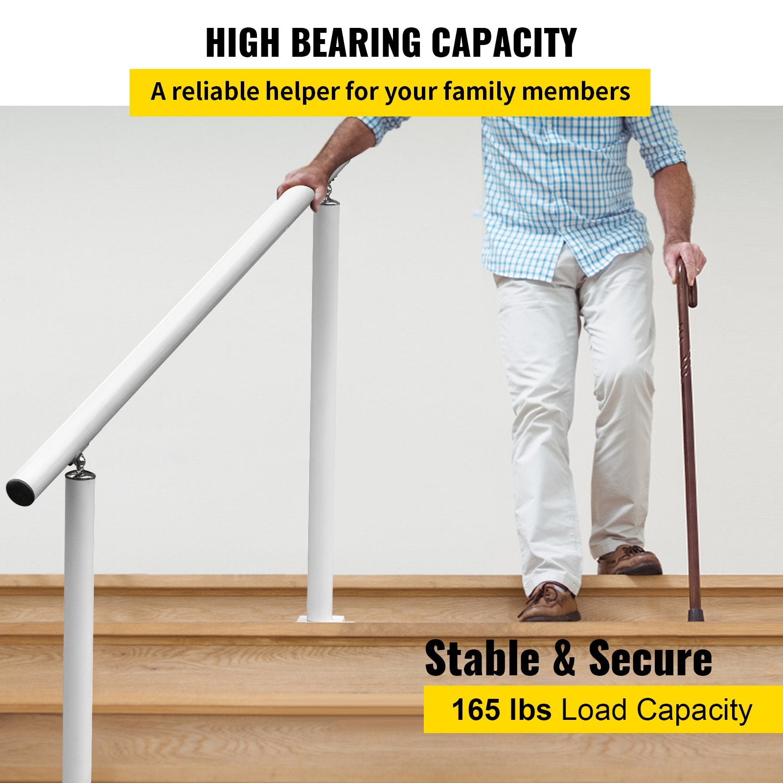 Door Hardware: VEVOR Handrail Outdoor Stairs, 3ft, 34 Inch Outdoor Handrail, Outdoor Stair Railing Adjustable from 0 to 60 Degrees Handrail for Stairs Outdoor White Aluminum Stair Railing for Garden, Office Area