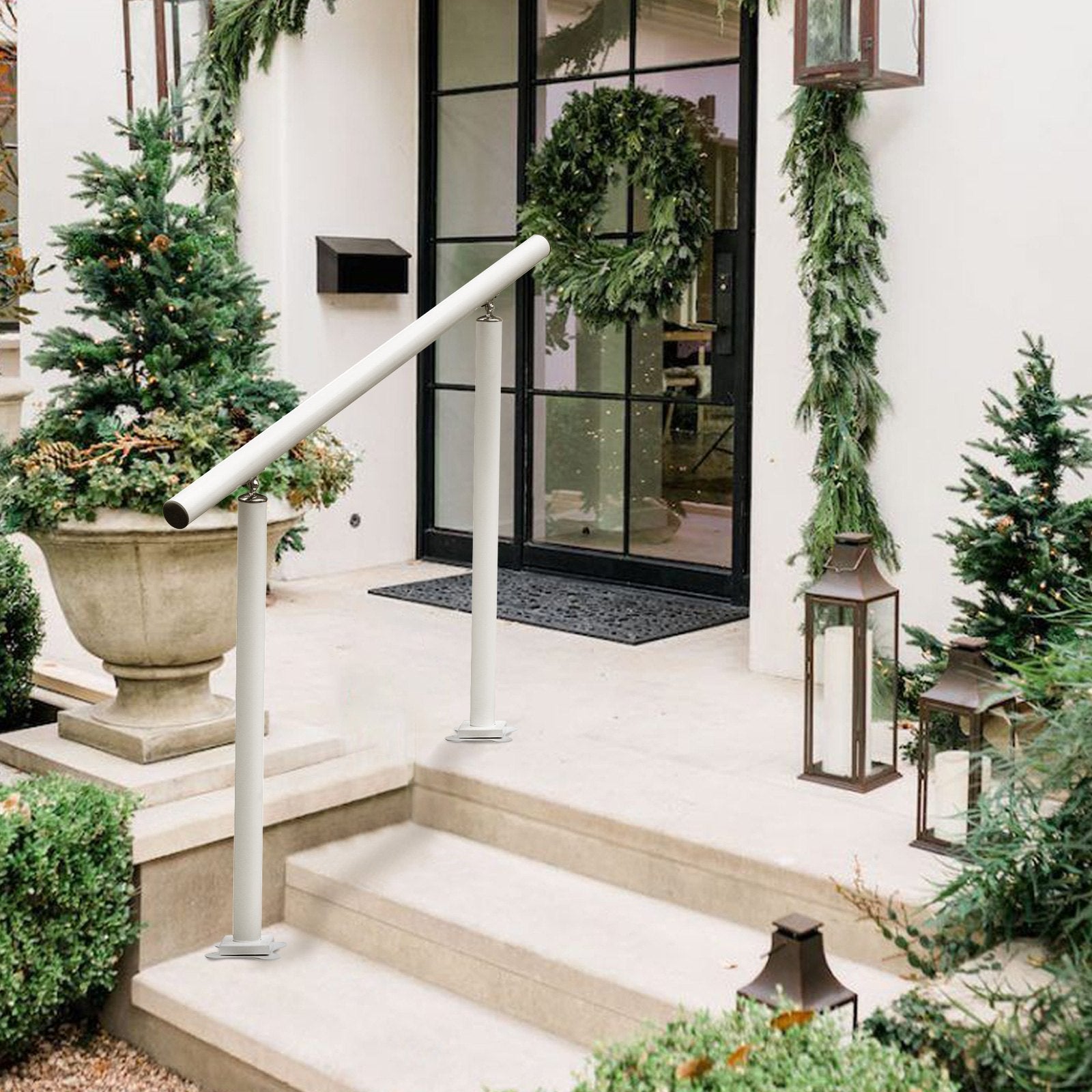 Door Hardware: VEVOR Handrail Outdoor Stairs, 3ft, 34 Inch Outdoor Handrail, Outdoor Stair Railing Adjustable from 0 to 60 Degrees Handrail for Stairs Outdoor White Aluminum Stair Railing for Garden, Office Area