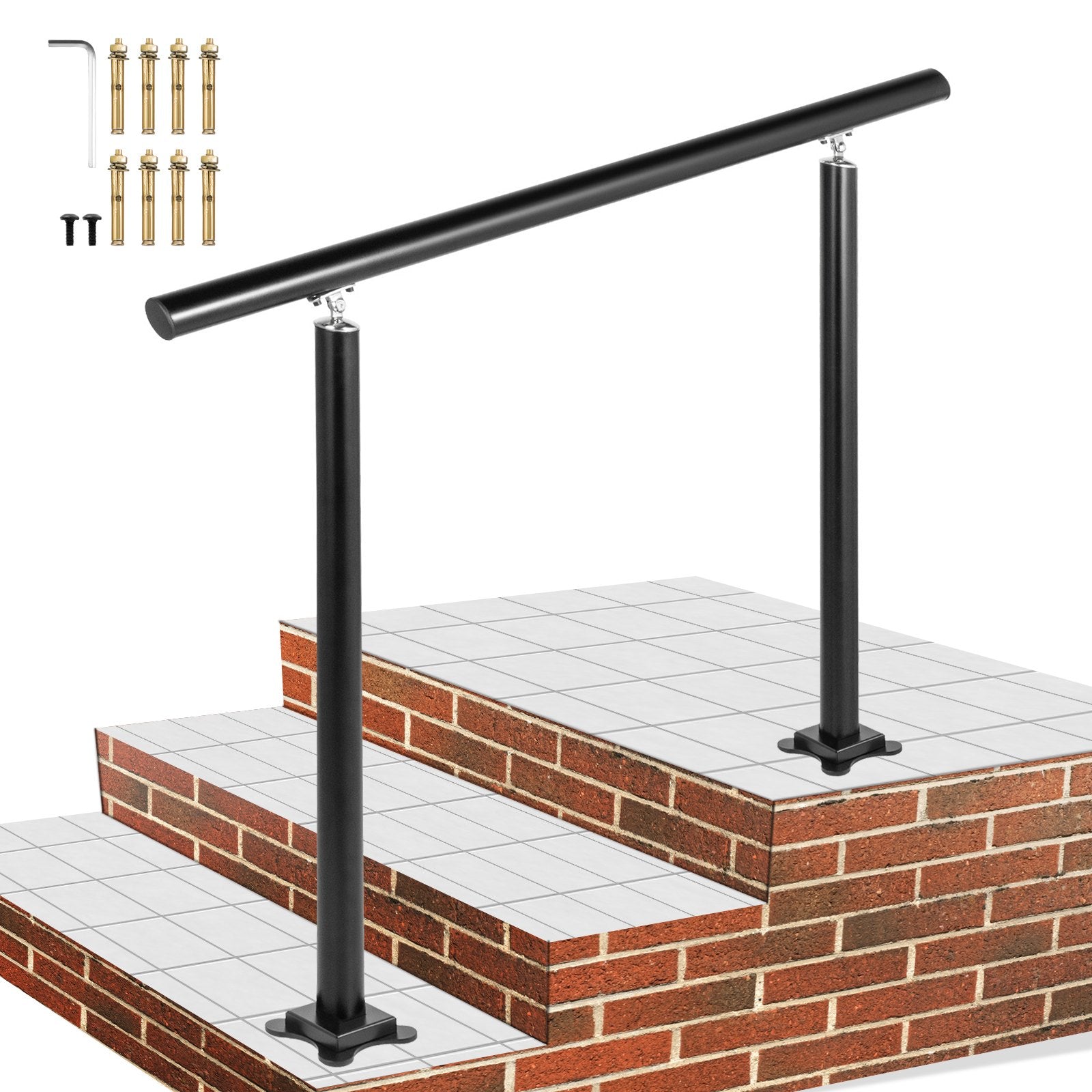 Door Hardware: VEVOR Handrail Outdoor Stairs, 3ft, 34 Inch Outdoor Handrail, Outdoor Stair Railing Adjustable from 0 to 60 Degrees Handrail for Stairs Outdoor Black Aluminum Stair Railing for Garden, Office Area