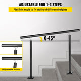 Door Hardware: VEVOR Handrail Outdoor Stairs, 3ft, 34 Inch Outdoor Handrail, Outdoor Stair Railing Adjustable from 0 to 60 Degrees Handrail for Stairs Outdoor Black Aluminum Stair Railing for Garden, Office Area