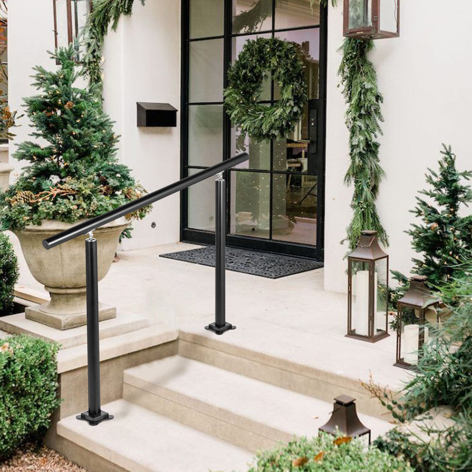 Door Hardware: VEVOR Handrail Outdoor Stairs, 3ft, 34 Inch Outdoor Handrail, Outdoor Stair Railing Adjustable from 0 to 60 Degrees Handrail for Stairs Outdoor Black Aluminum Stair Railing for Garden, Office Area