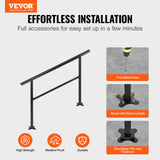 Door Hardware: VEVOR Handrail Outdoor Stairs 47.6 X 35.2 Inch Outdoor Handrail Outdoor Stair Railing Adjustable from 0 to 30 Degrees Handrail for Stairs Outdoor Aluminum Black Stair Railing Fit 3-4 Steps