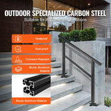 Door Hardware: VEVOR Handrail Outdoor Stairs 47.6 X 35.2 Inch Outdoor Handrail Outdoor Stair Railing Adjustable from 0 to 30 Degrees Handrail for Stairs Outdoor Aluminum Black Stair Railing Fit 3-4 Steps