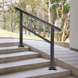 Door Hardware: VEVOR Handrail Outdoor Stairs 47.6 X 35.2 Inch Outdoor Handrail Outdoor Stair Railing Adjustable from 0 to 30 Degrees Handrail for Stairs Outdoor Aluminum Black Stair Railing Fit 3-4 Steps
