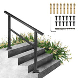 Door Hardware: VEVOR Handrail Outdoor Stairs 47.6 X 35.2 Inch Outdoor Handrail Outdoor Stair Railing Adjustable from 0 to 30 Degrees Handrail for Stairs Outdoor Aluminum Black Stair Railing Fit 3-4 Steps