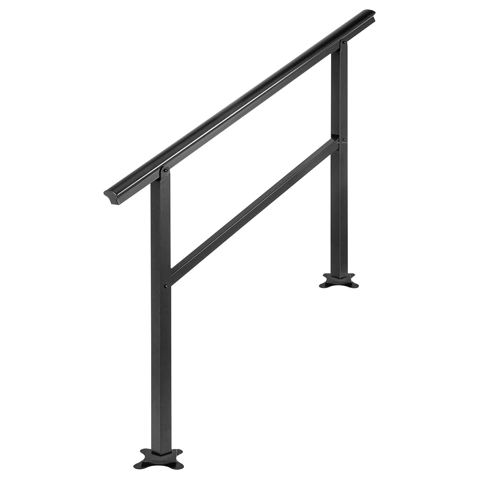 Door Hardware: VEVOR Handrail Outdoor Stairs 47.6 X 35.2 Inch Outdoor Handrail Outdoor Stair Railing Adjustable from 0 to 30 Degrees Handrail for Stairs Outdoor Aluminum Black Stair Railing Fit 3-4 Steps