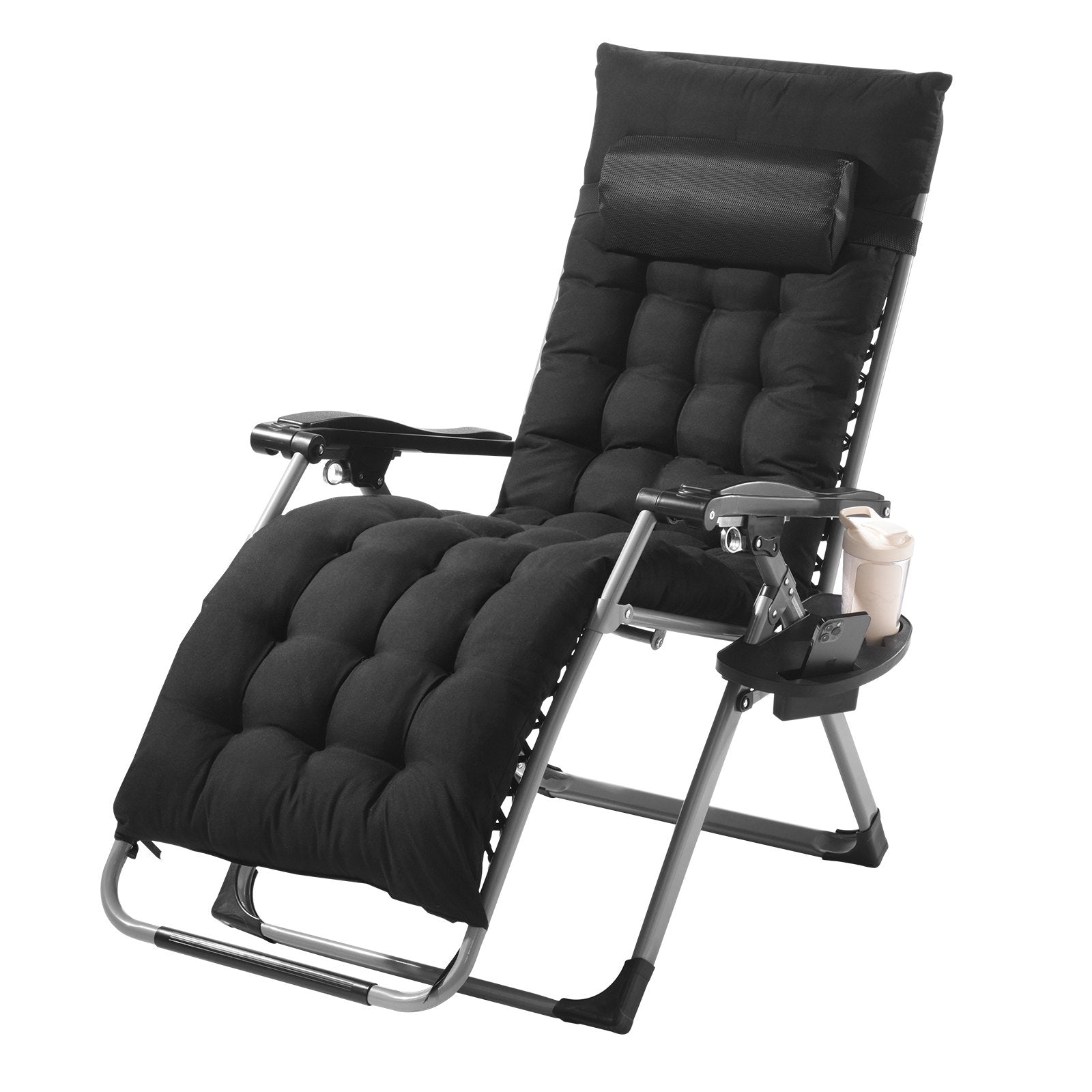 Filing & Organisation: VEVOR Zero Gravity Chair, 26 inch Zero Gravity Recliner Lounge Chair for Indoor and Outdoor, Adjustable Anti Gravity Chair with Cushion, Headrest, Footrest, and Cupholder, 500 lbs, Black