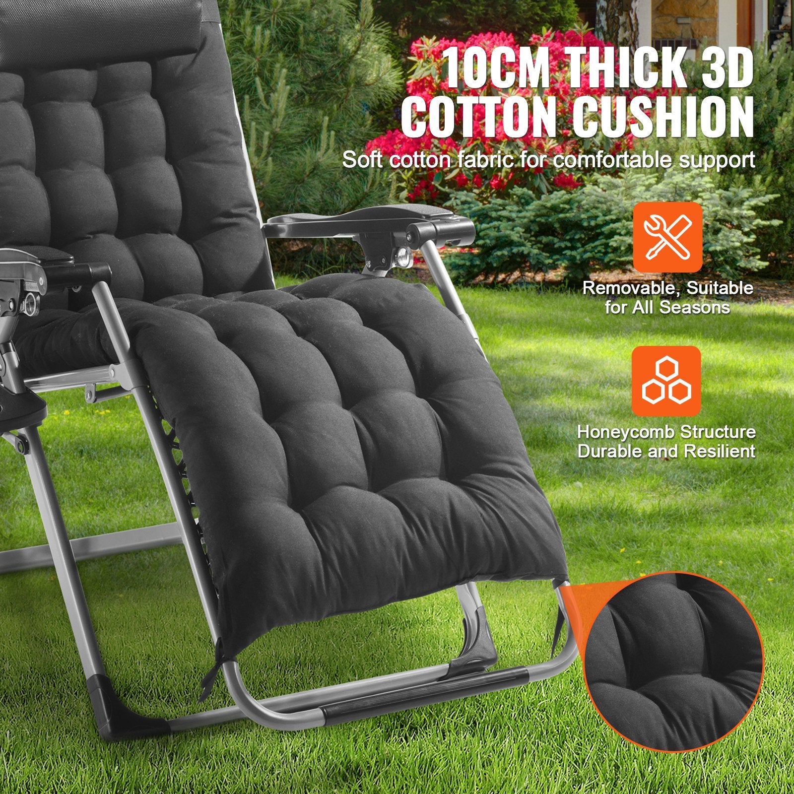 Filing & Organisation: VEVOR Zero Gravity Chair, 26 inch Zero Gravity Recliner Lounge Chair for Indoor and Outdoor, Adjustable Anti Gravity Chair with Cushion, Headrest, Footrest, and Cupholder, 500 lbs, Black