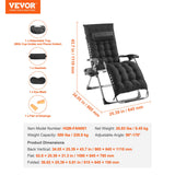 Filing & Organisation: VEVOR Zero Gravity Chair, 26 inch Zero Gravity Recliner Lounge Chair for Indoor and Outdoor, Adjustable Anti Gravity Chair with Cushion, Headrest, Footrest, and Cupholder, 500 lbs, Black