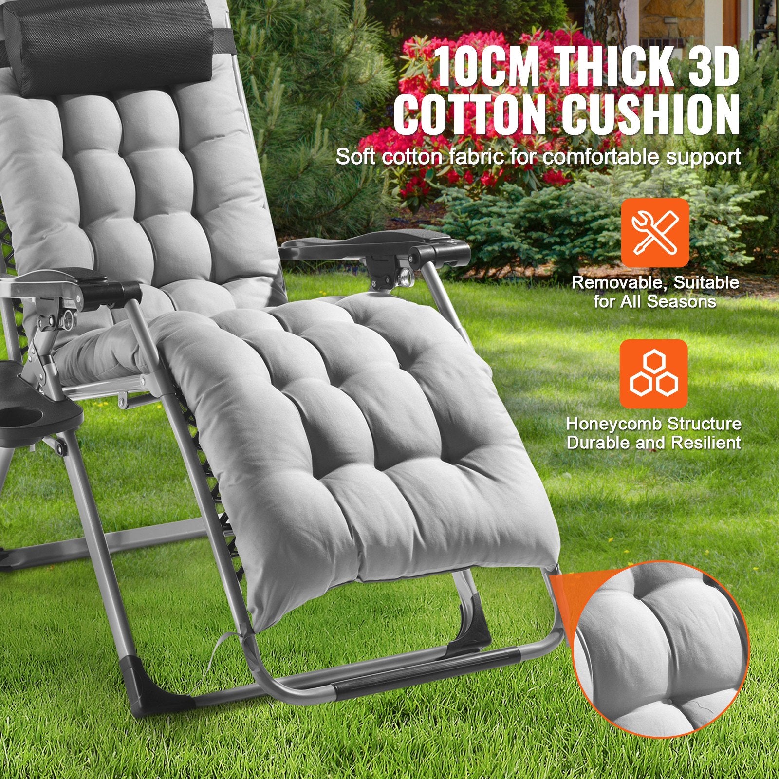 Automotive Parts: VEVOR Zero Gravity Chair, 26 inch Zero Gravity Recliner Lounge Chair for Indoor and Outdoor, Adjustable Anti Gravity Chair with Cushion, Headrest, Footrest, and Cupholder, 500 lbs, Gray