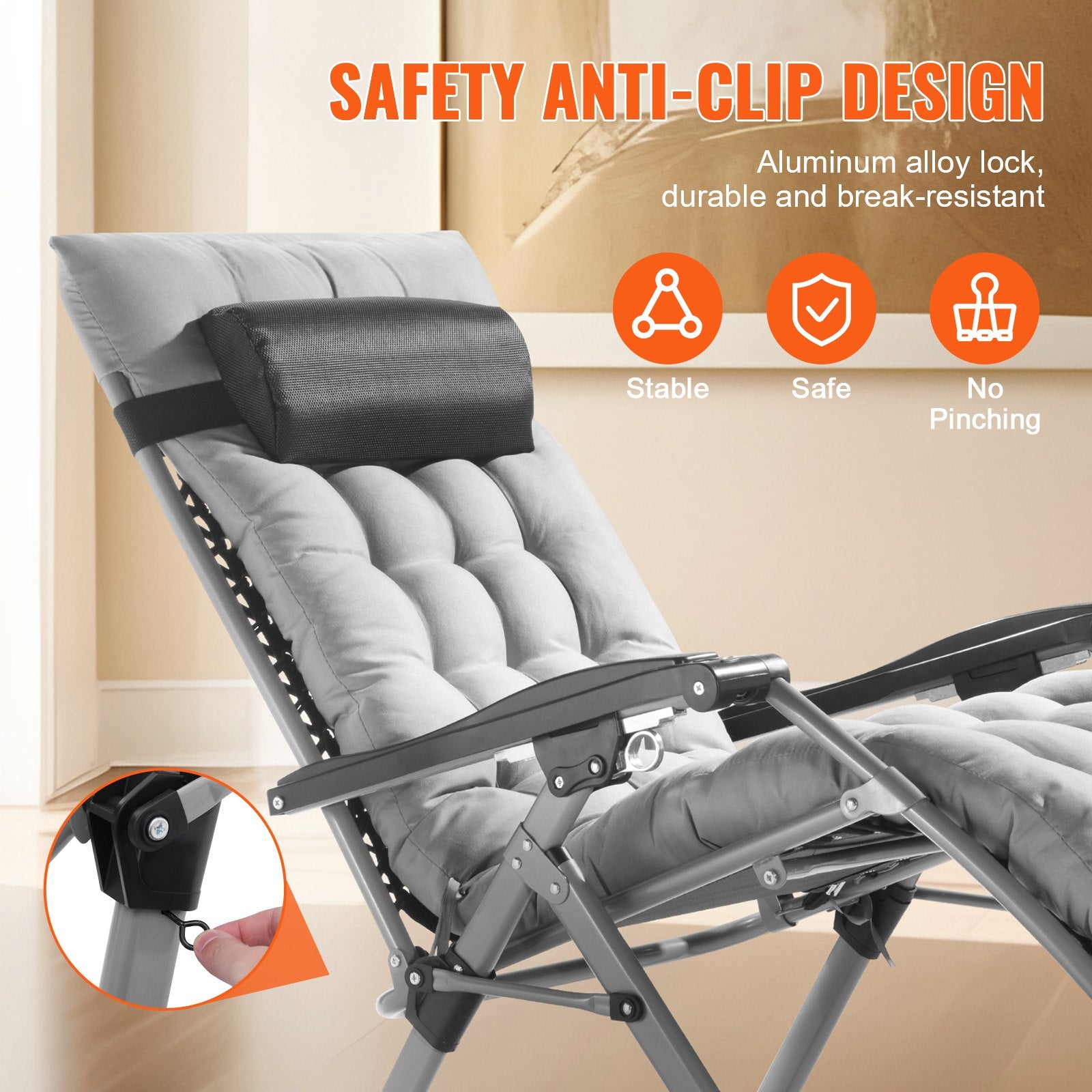 Automotive Parts: VEVOR Zero Gravity Chair, 26 inch Zero Gravity Recliner Lounge Chair for Indoor and Outdoor, Adjustable Anti Gravity Chair with Cushion, Headrest, Footrest, and Cupholder, 500 lbs, Gray