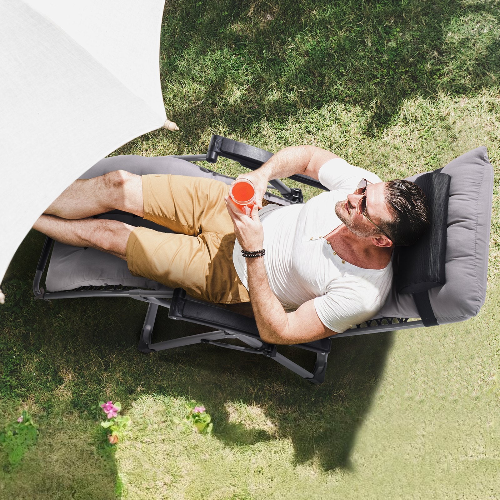 Automotive Parts: VEVOR Zero Gravity Chair, 26 inch Zero Gravity Recliner Lounge Chair for Indoor and Outdoor, Adjustable Anti Gravity Chair with Cushion, Headrest, Footrest, and Cupholder, 500 lbs, Gray