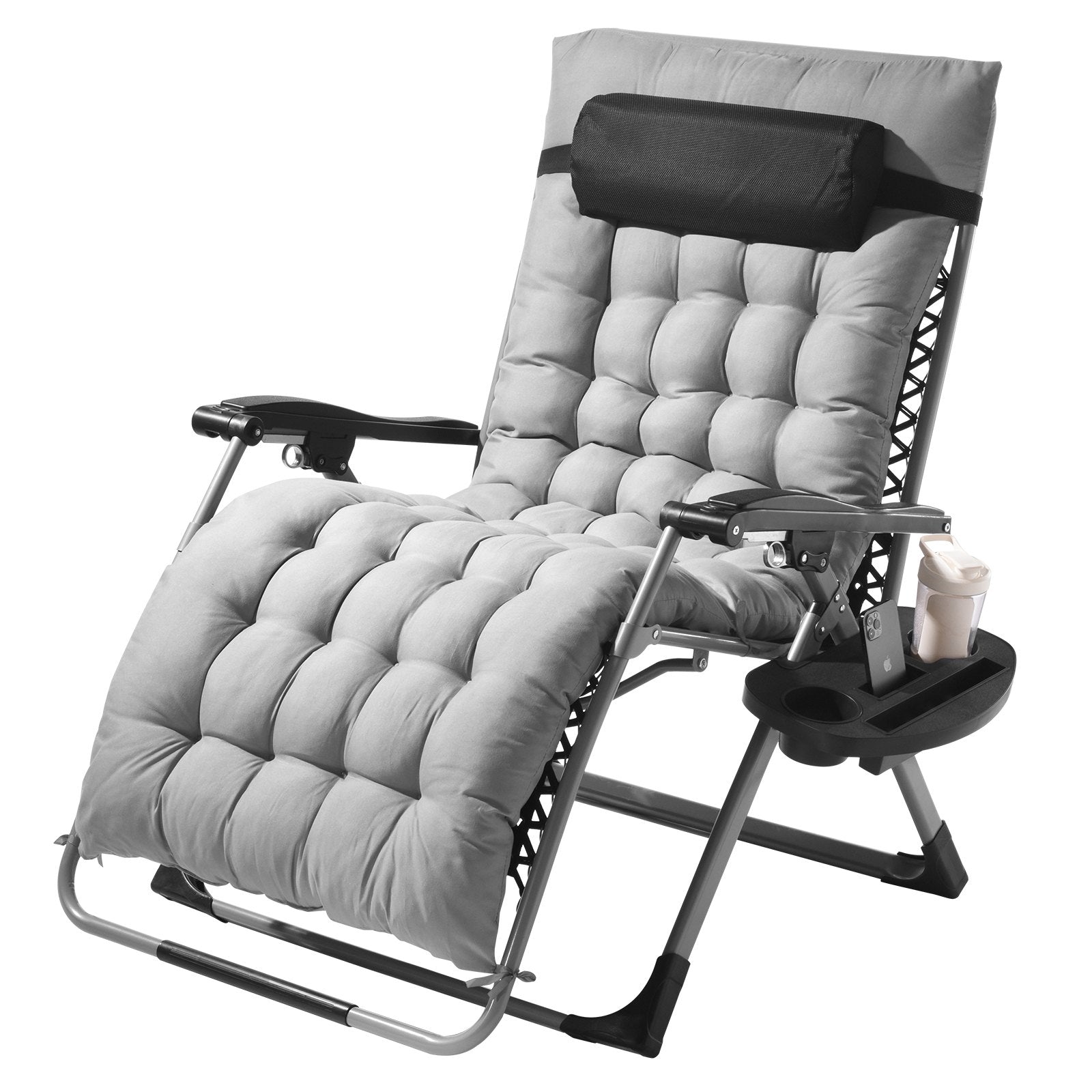 Filing & Organisation: VEVOR Zero Gravity Chair, 33 inch Zero Gravity Recliner Lounge Chair for Indoor and Outdoor, Adjustable Anti Gravity Chair with Cushion, Headrest, Footrest, and Cupholder, 500 lbs, Gray