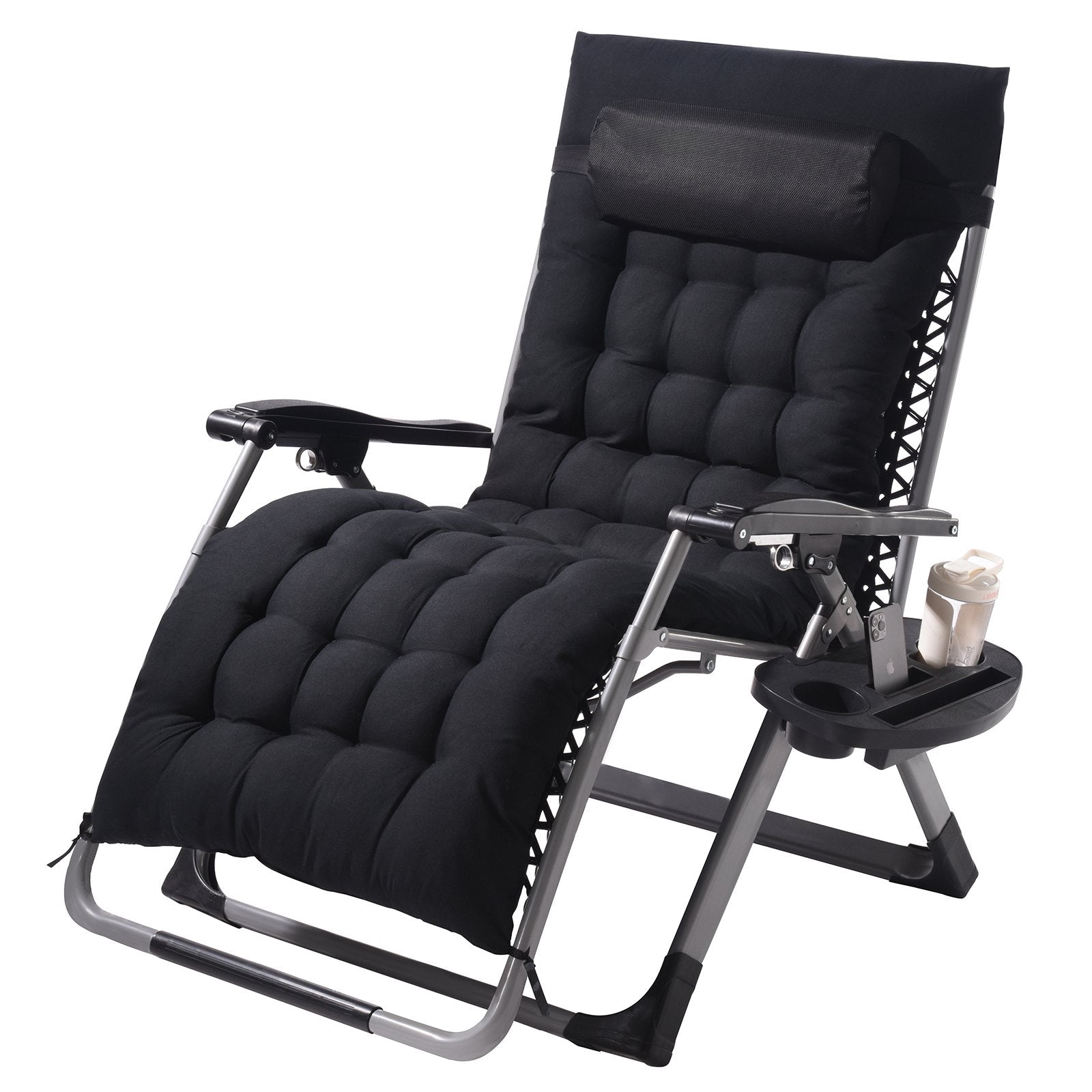 Filing & Organisation: VEVOR Zero Gravity Chair, 33 inch Zero Gravity Recliner Lounge Chair for Indoor and Outdoor, Adjustable Anti Gravity Chair with Cushion, Headrest, Footrest, and Cupholder, 500 lbs, Black