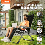 Filing & Organisation: VEVOR Zero Gravity Chair, 33 inch Zero Gravity Recliner Lounge Chair for Indoor and Outdoor, Adjustable Anti Gravity Chair with Cushion, Headrest, Footrest, and Cupholder, 500 lbs, Black