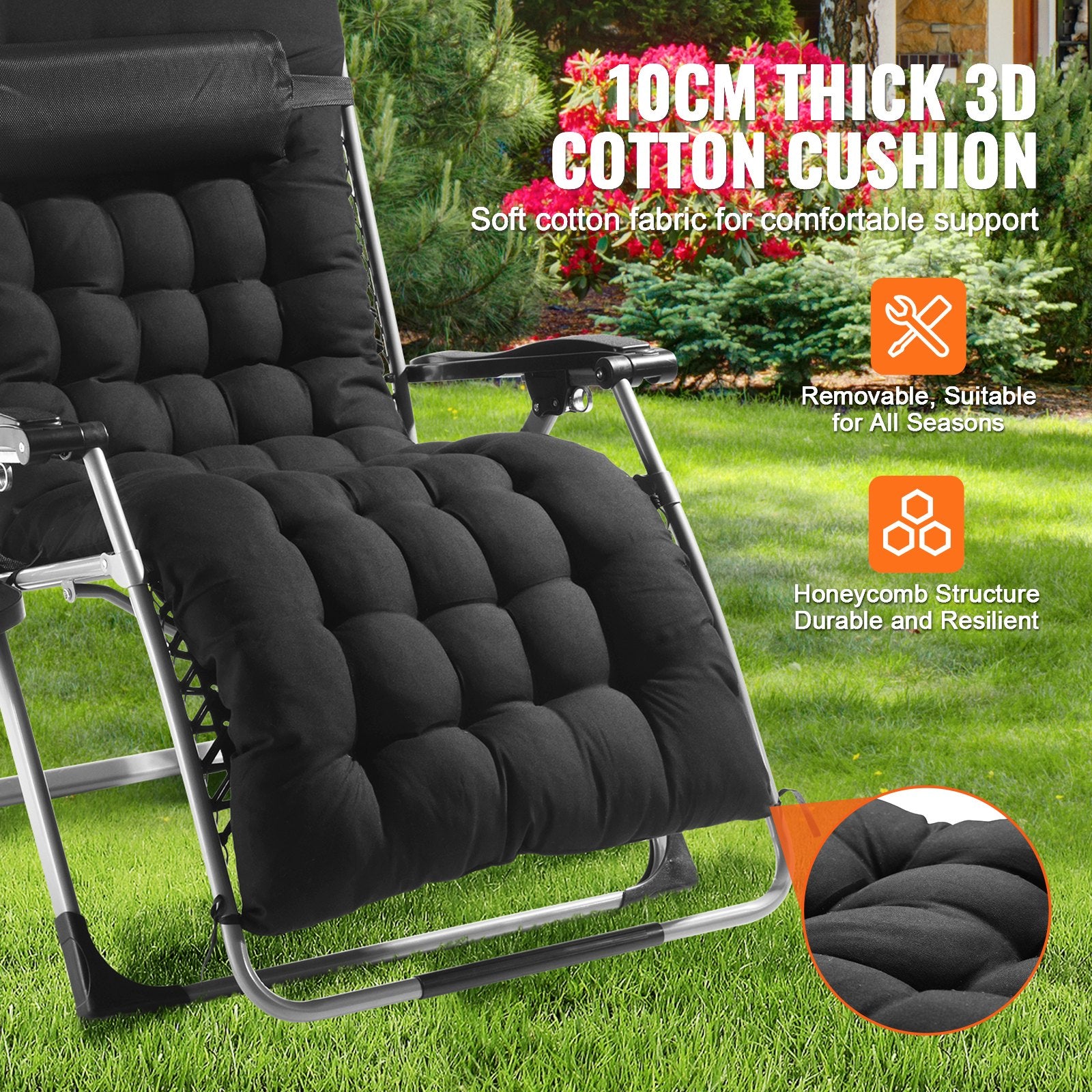 Filing & Organisation: VEVOR Zero Gravity Chair, 33 inch Zero Gravity Recliner Lounge Chair for Indoor and Outdoor, Adjustable Anti Gravity Chair with Cushion, Headrest, Footrest, and Cupholder, 500 lbs, Black