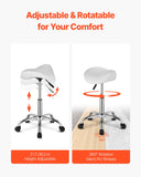 Office & Desk Chairs: VEVOR Saddle Rolling Stool, PU Leather Rolling Stool with Wheels, 360° Swivel Drafting Stool with Thickened Cushion, Height Adjustable Rolling Work SPA Stool, for Office, Home, Salon & Bar, White
