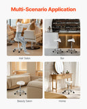 Office & Desk Chairs: VEVOR Saddle Rolling Stool, PU Leather Rolling Stool with Wheels, 360° Swivel Drafting Stool with Thickened Cushion, Height Adjustable Rolling Work SPA Stool, for Office, Home, Salon & Bar, White