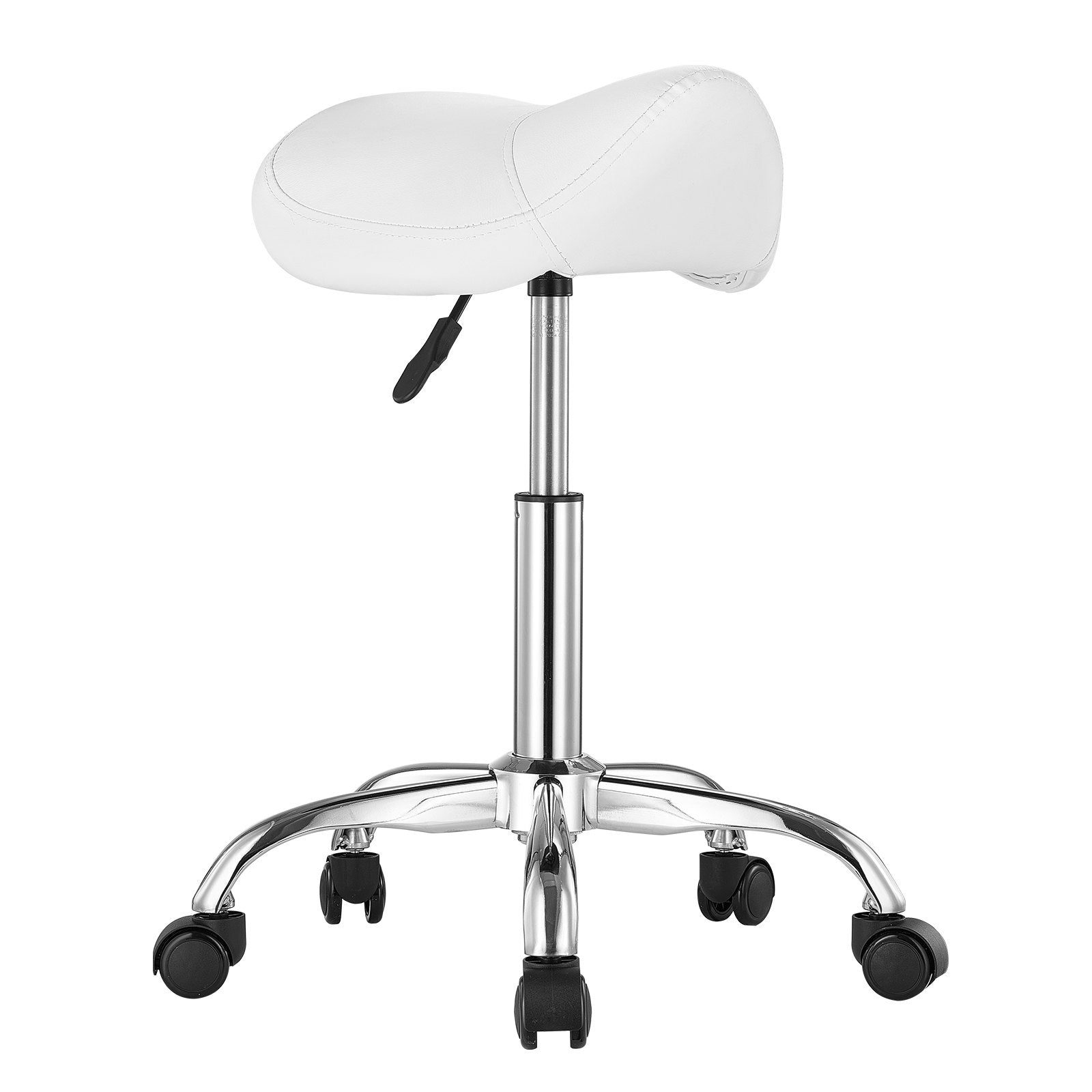 Office & Desk Chairs: VEVOR Saddle Rolling Stool, PU Leather Rolling Stool with Wheels, 360° Swivel Drafting Stool with Thickened Cushion, Height Adjustable Rolling Work SPA Stool, for Office, Home, Salon & Bar, White