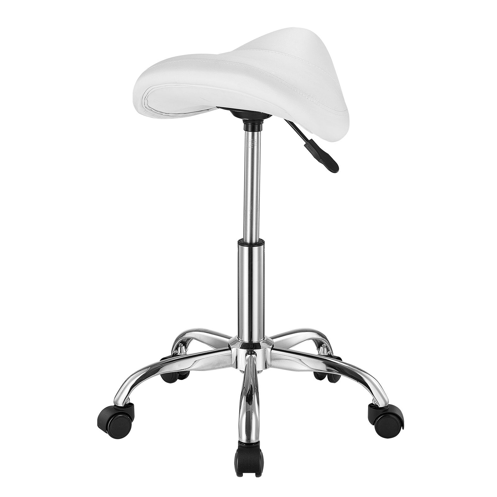 Office & Desk Chairs: VEVOR Saddle Rolling Stool, PU Leather Rolling Stool with Wheels, 360° Swivel Drafting Stool with Thickened Cushion, Height Adjustable Rolling Work SPA Stool, for Office, Home, Salon & Bar, White