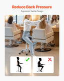 Office & Desk Chairs: VEVOR Saddle Rolling Stool, PU Leather Rolling Stool with Wheels, 360° Swivel Drafting Stool with Thickened Cushion, Height Adjustable Rolling Work SPA Stool, for Office, Home, Salon & Bar, Black