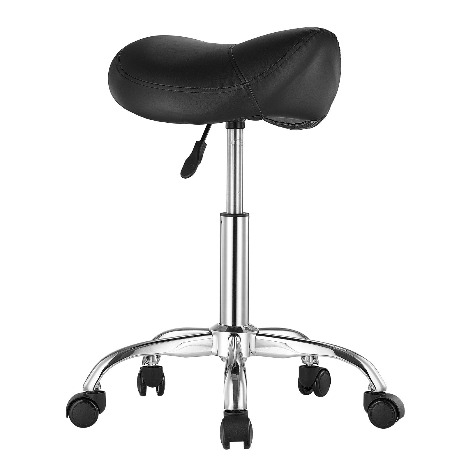 Office & Desk Chairs: VEVOR Saddle Rolling Stool, PU Leather Rolling Stool with Wheels, 360° Swivel Drafting Stool with Thickened Cushion, Height Adjustable Rolling Work SPA Stool, for Office, Home, Salon & Bar, Black