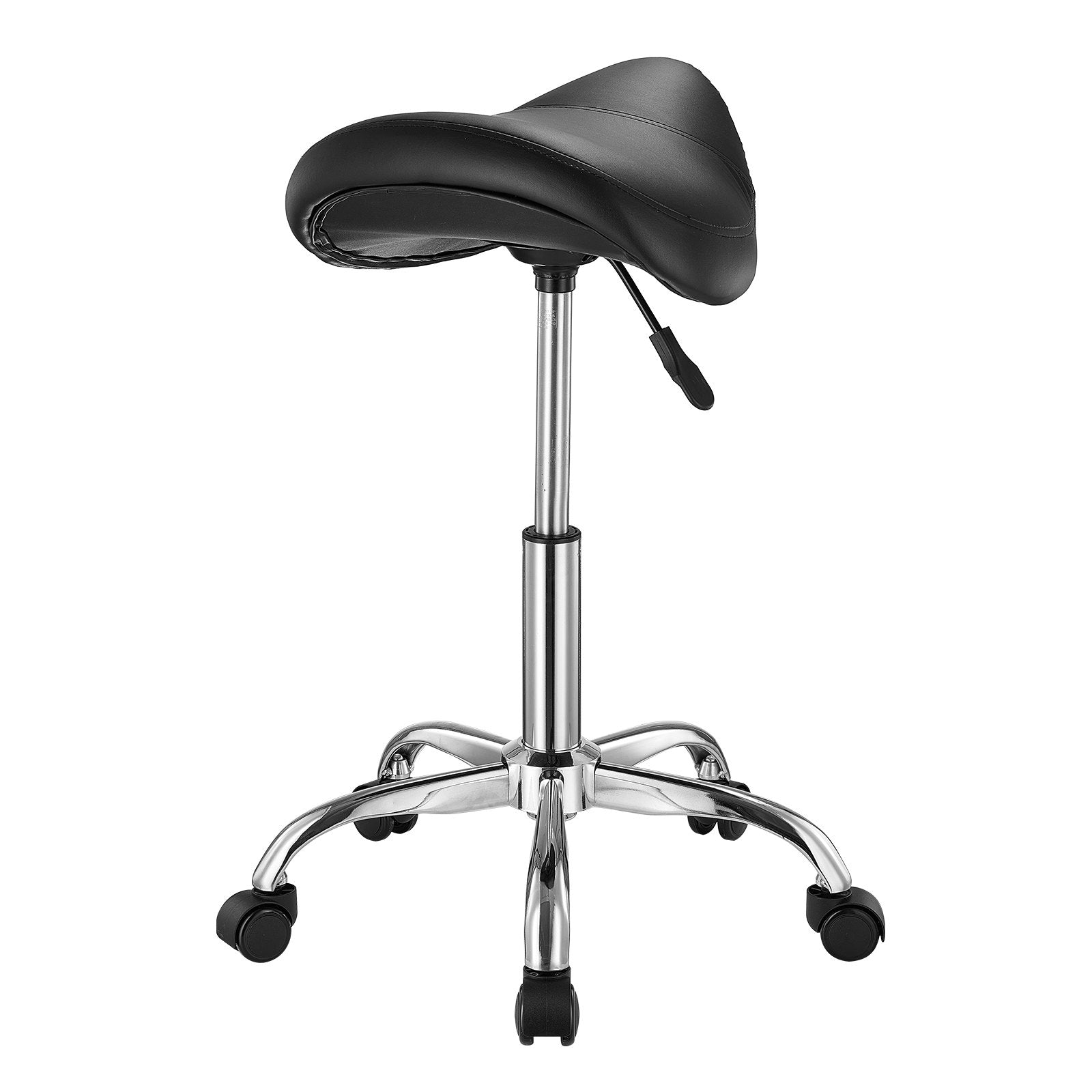 Office & Desk Chairs: VEVOR Saddle Rolling Stool, PU Leather Rolling Stool with Wheels, 360° Swivel Drafting Stool with Thickened Cushion, Height Adjustable Rolling Work SPA Stool, for Office, Home, Salon & Bar, Black