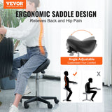 Mobility & Accessibility: VEVOR Saddle Stool with Wheels, 400 LBS Weight Capacity Ergonomic Rolling Saddle Stool, Height Adjustable Thickened PU Leather Swivel Saddle Stools Chair for Salon, Spa, Tattoo, Clinic, Black
