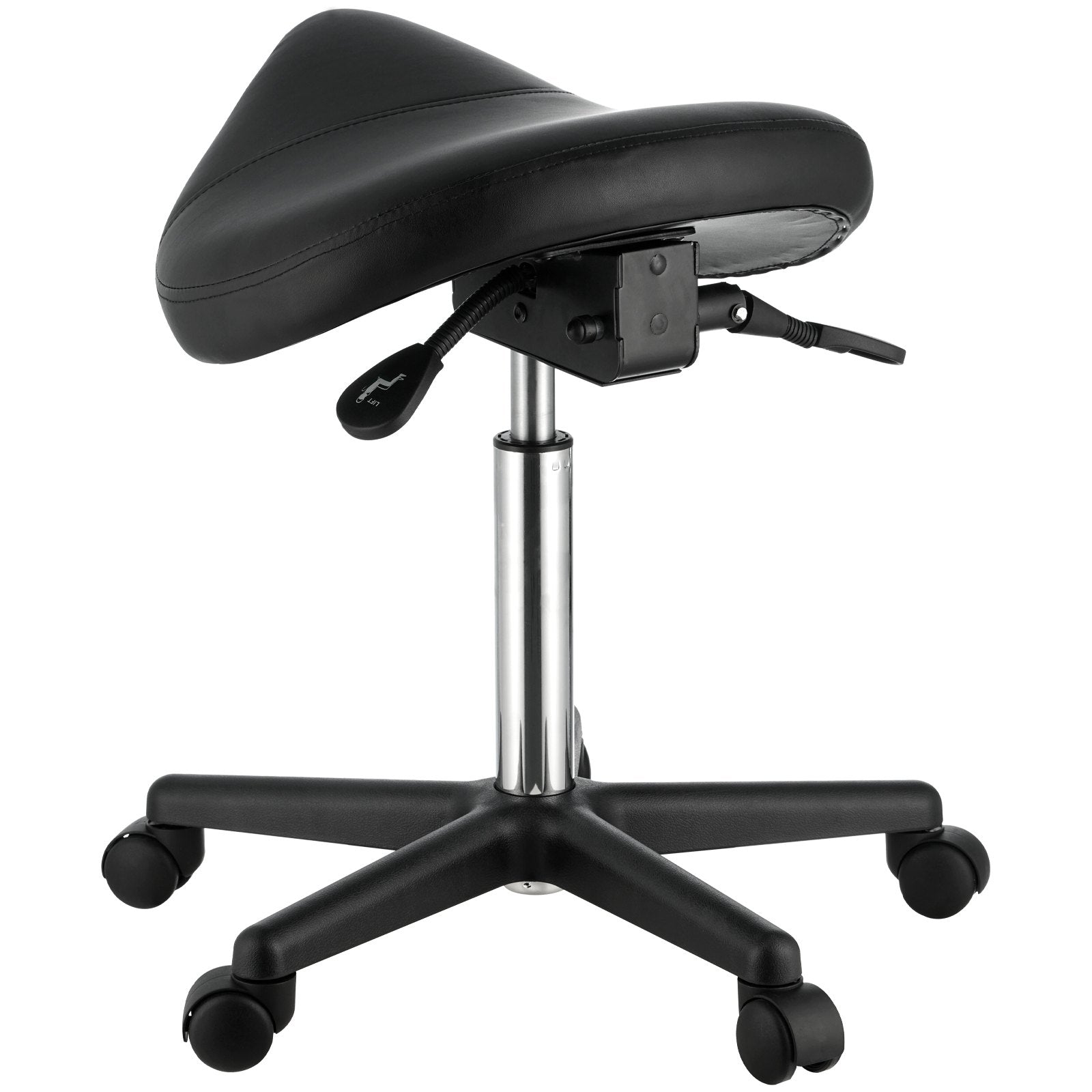 Mobility & Accessibility: VEVOR Saddle Stool with Wheels, 400 LBS Weight Capacity Ergonomic Rolling Saddle Stool, Height Adjustable Thickened PU Leather Swivel Saddle Stools Chair for Salon, Spa, Tattoo, Clinic, Black