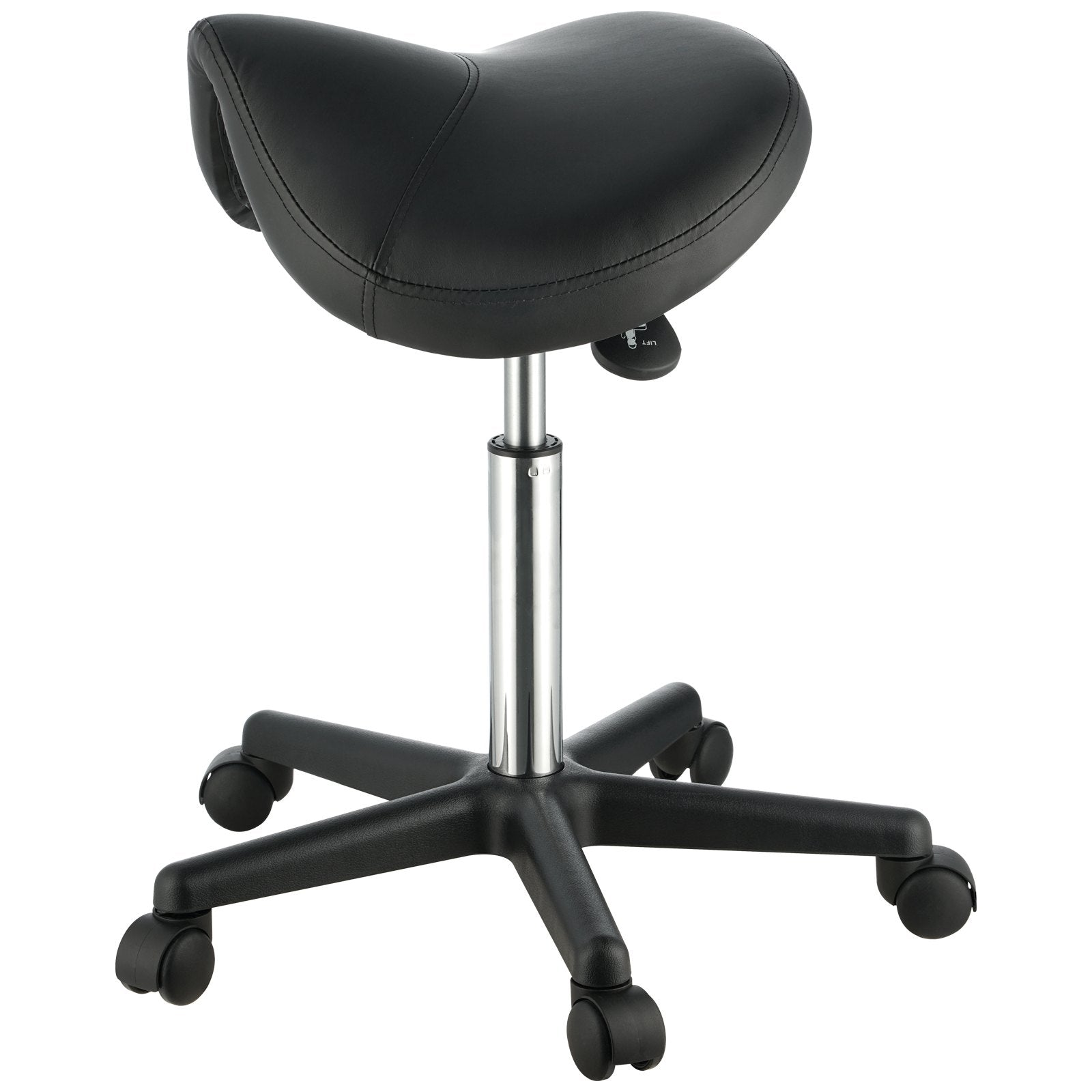 Mobility & Accessibility: VEVOR Saddle Stool with Wheels, 400 LBS Weight Capacity Ergonomic Rolling Saddle Stool, Height Adjustable Thickened PU Leather Swivel Saddle Stools Chair for Salon, Spa, Tattoo, Clinic, Black