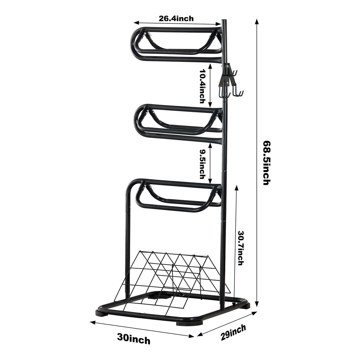 Freestanding Saddle Stand, 30 x 30 x 68.5 in, 3 Tiers Saddle Rack, Heavy Duty Saddle Blanket Holder with Removable & Rotating Tiers, English & Western Saddle Rack for Tack Room Organization