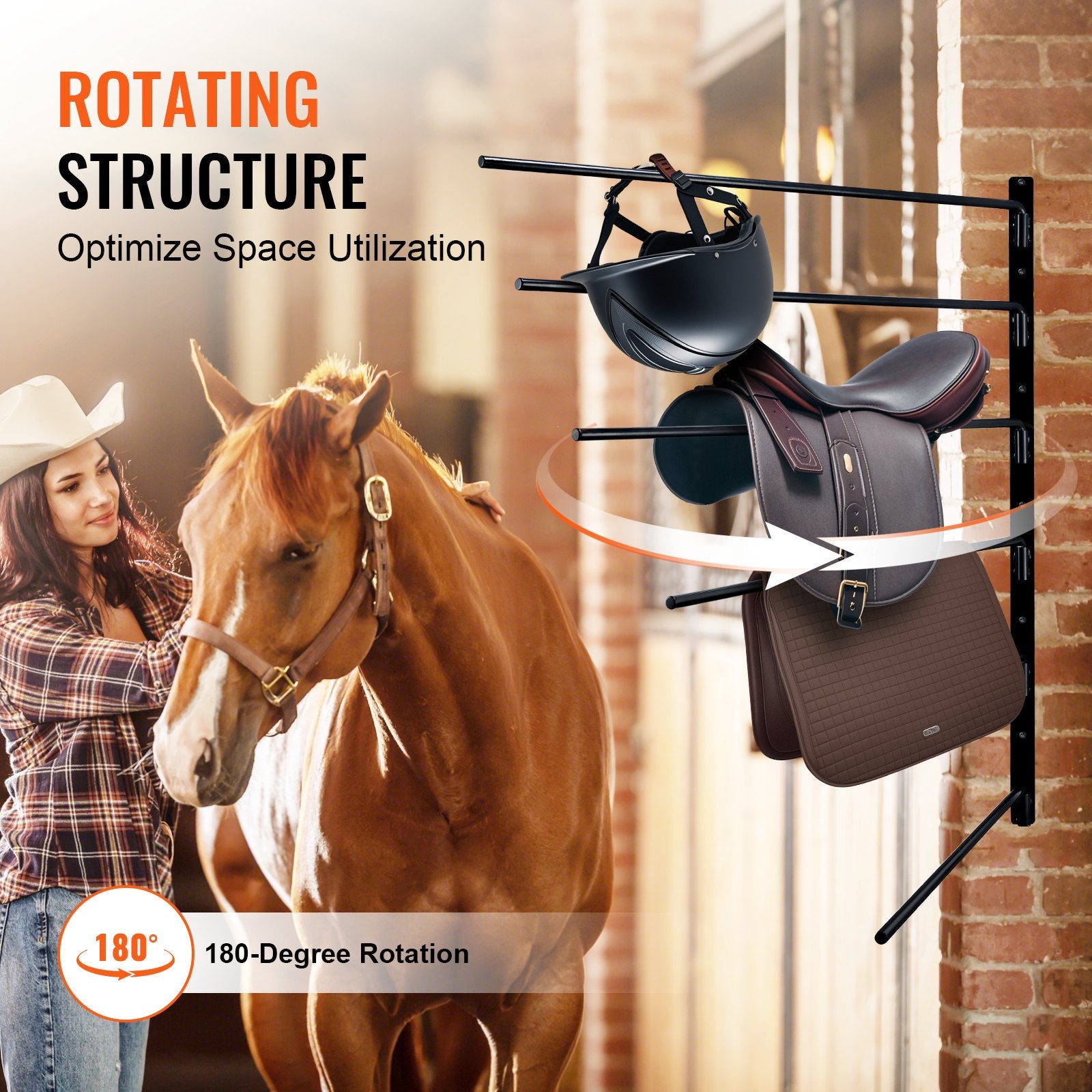 Bicycle Stands & Storage: VEVOR Wall Mounted Saddle Rack, 30.9 x 29.9 x 5.5 in, Swing Out Saddle Holder, Six Tiers Horse Saddle Stand, Space Saving Horse Pad and Blanket Rack for Tack Room Organization Trailer Accessories