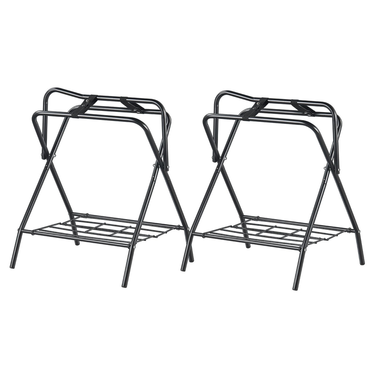 Folding Saddle Rack, 28 x 19 x 37.5 in, Freestanding Horse Saddle Stand, Portable Horse Blanket Holder, Heavy Duty Steel Saddle Rack for English & Western Saddles, Tack Storage, Black