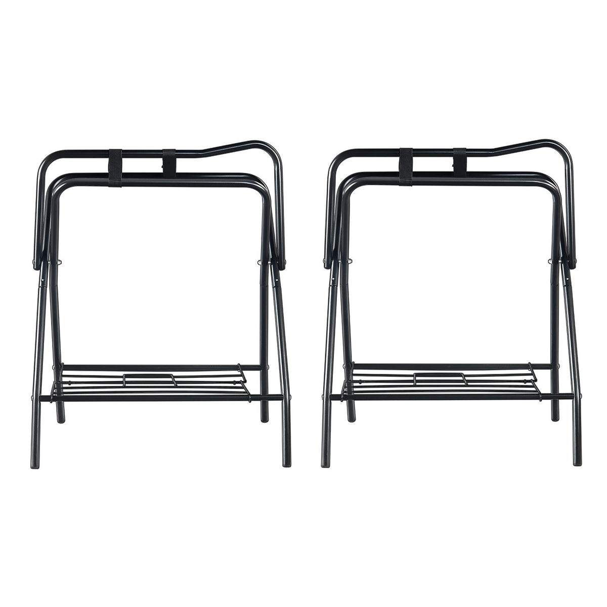 Folding Saddle Rack, 28 x 19 x 37.5 in, Freestanding Horse Saddle Stand, Portable Horse Blanket Holder, Heavy Duty Steel Saddle Rack for English & Western Saddles, Tack Storage, Black