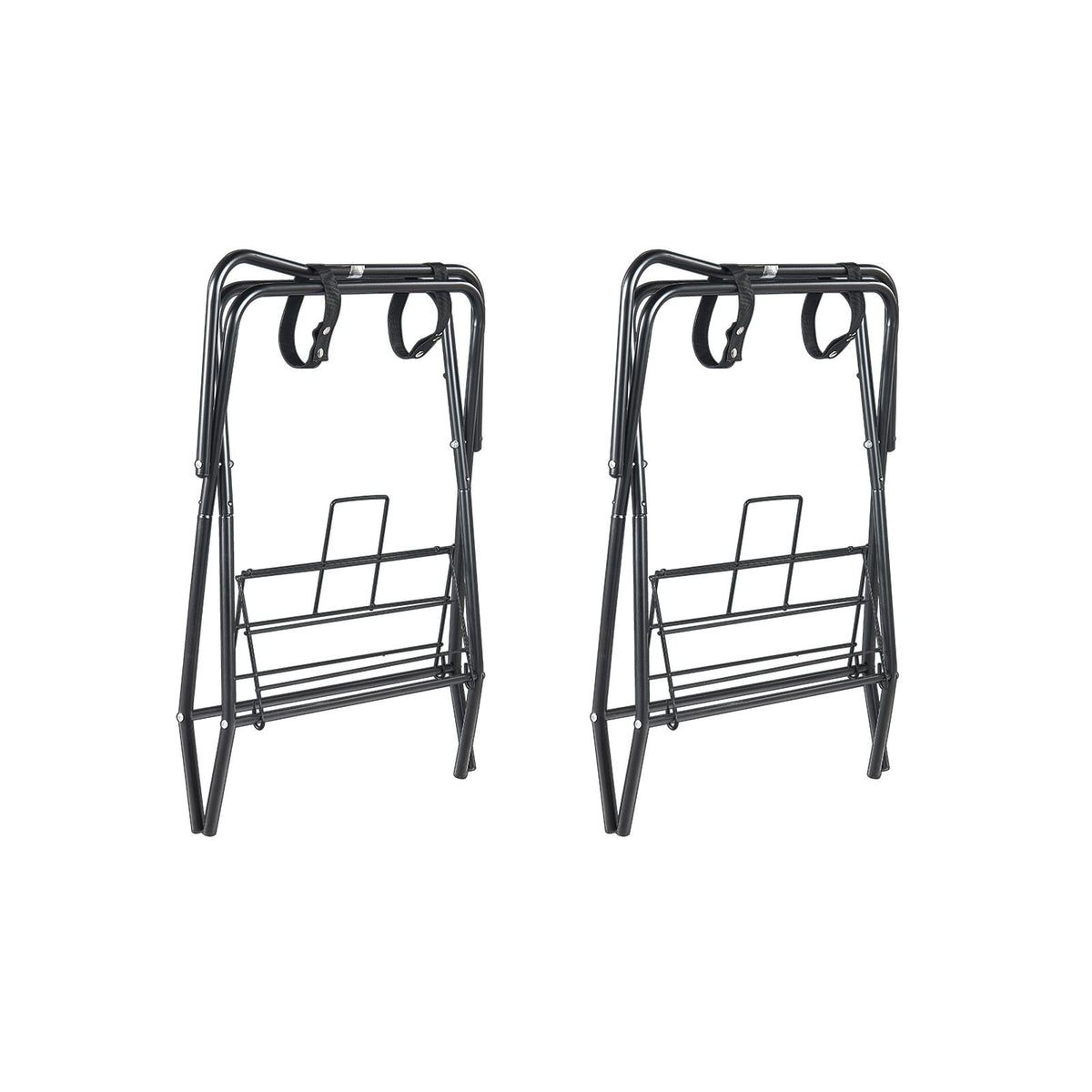 Folding Saddle Rack, 28 x 19 x 37.5 in, Freestanding Horse Saddle Stand, Portable Horse Blanket Holder, Heavy Duty Steel Saddle Rack for English & Western Saddles, Tack Storage, Black