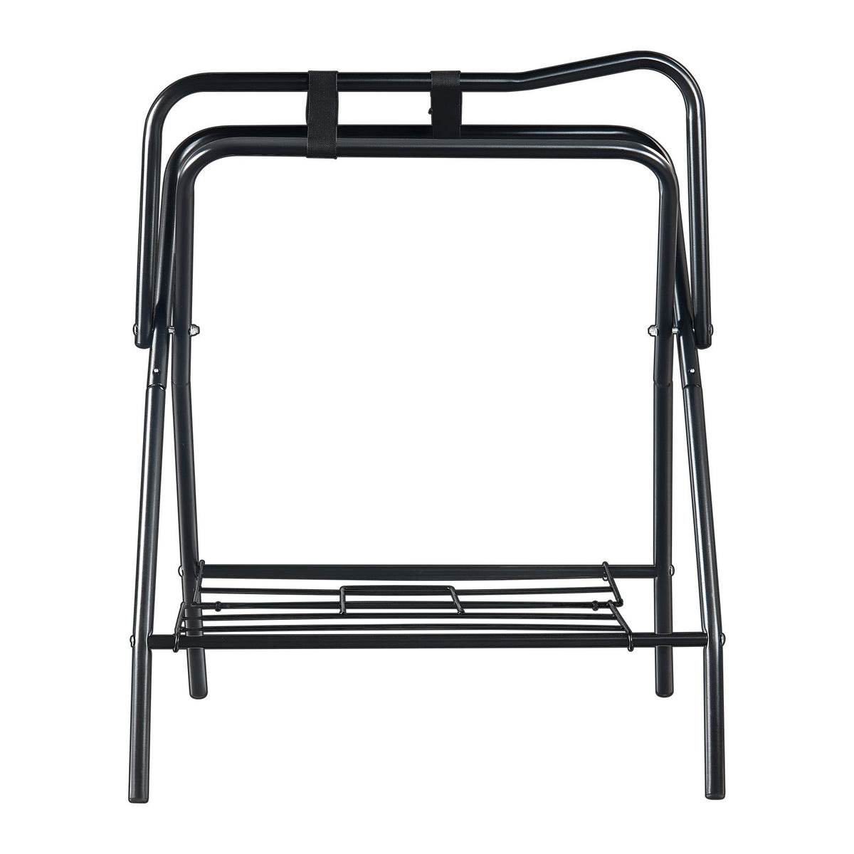Folding Saddle Rack, 28 x 19 x 37.5 in, 2 Packs Freestanding Horse Saddle Stand, Portable Horse Blanket Holder, Heavy Duty Steel Saddle Rack for English & Western Saddles, Tack Storage, Black
