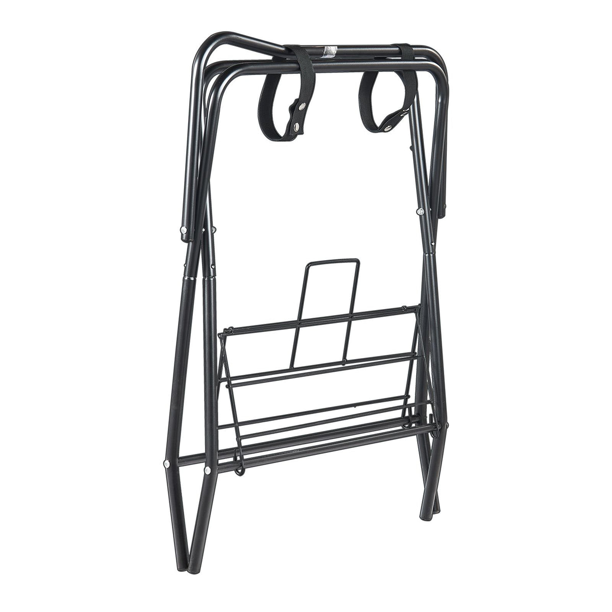 Folding Saddle Rack, 28 x 19 x 37.5 in, 2 Packs Freestanding Horse Saddle Stand, Portable Horse Blanket Holder, Heavy Duty Steel Saddle Rack for English & Western Saddles, Tack Storage, Black