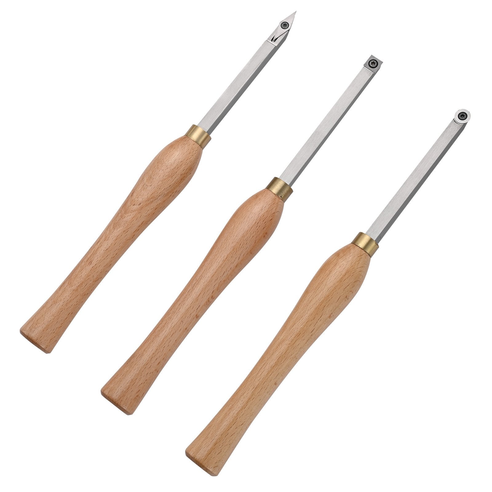Disposable Cutlery: VEVOR Wood Lathe Chisel Set, 3 PCS Woodworking Turning Tools, Includes Square, Round, Diamond Carbide Blades, 20 cm Comfortable Grip Handles, Wood Chisel Set with Wooden Box For Turning Pens or Small