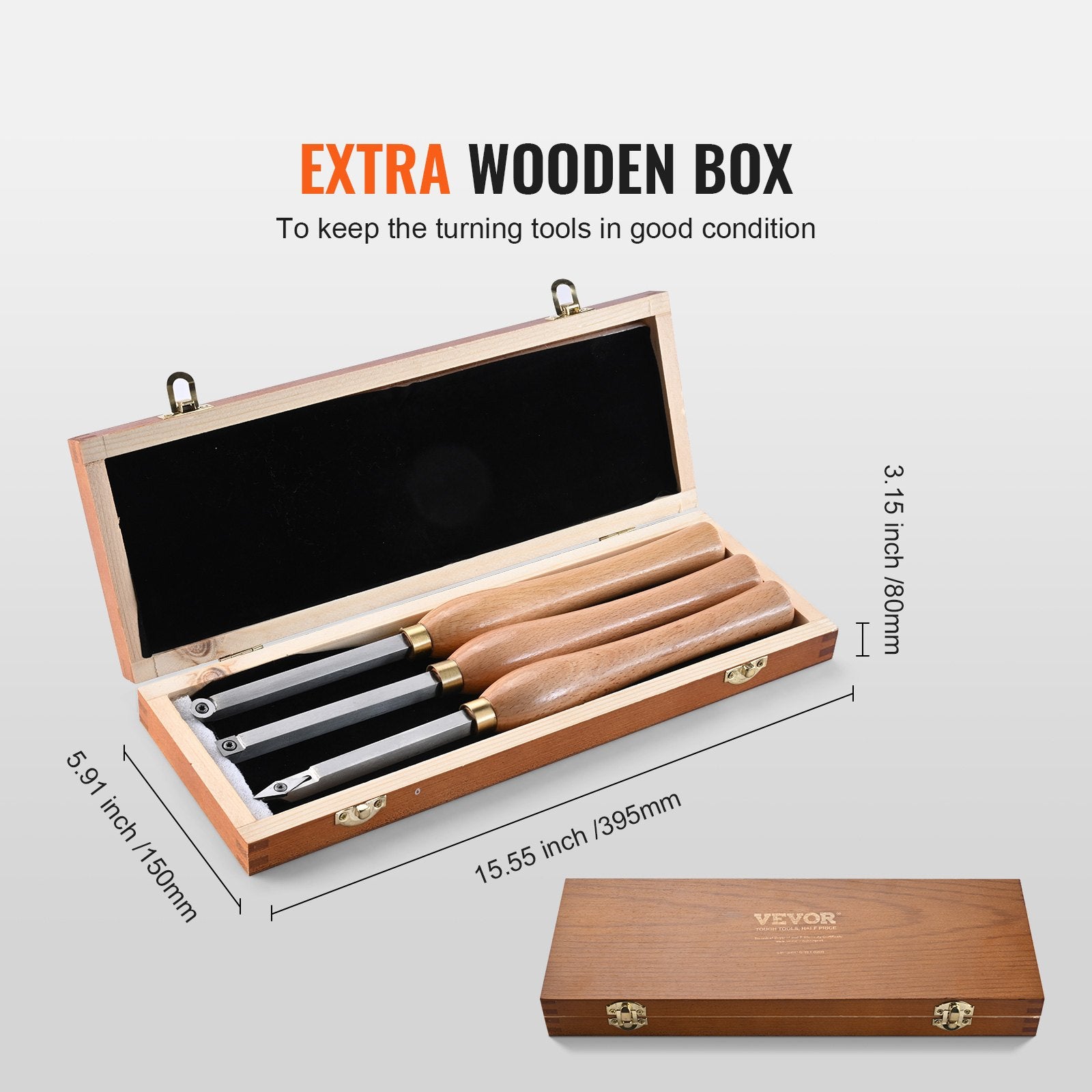Disposable Cutlery: VEVOR Wood Lathe Chisel Set, 3 PCS Woodworking Turning Tools, Includes Square, Round, Diamond Carbide Blades, 20 cm Comfortable Grip Handles, Wood Chisel Set with Wooden Box For Turning Pens or Small