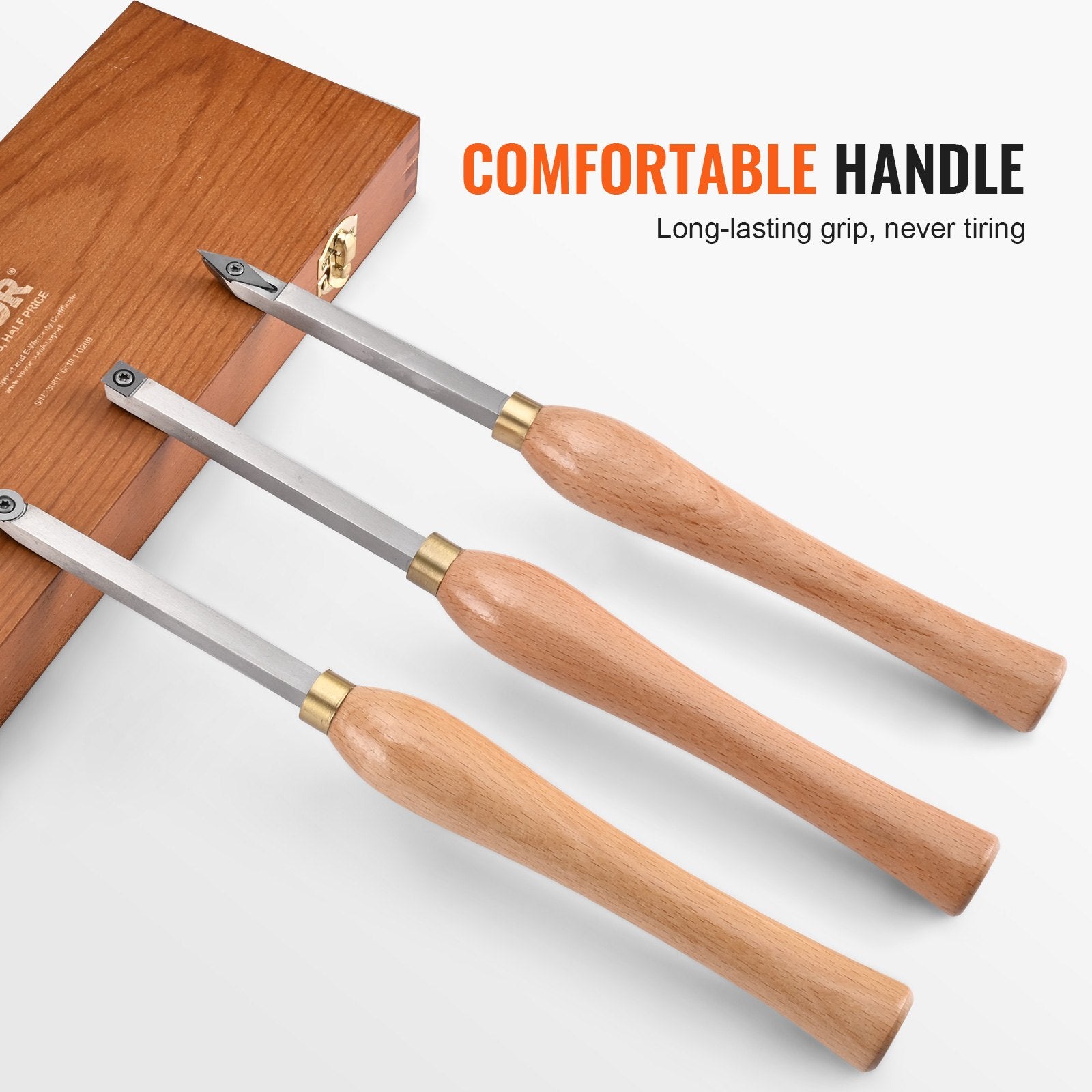 Disposable Cutlery: VEVOR Wood Lathe Chisel Set, 3 PCS Woodworking Turning Tools, Includes Square, Round, Diamond Carbide Blades, 20 cm Comfortable Grip Handles, Wood Chisel Set with Wooden Box For Turning Pens or Small