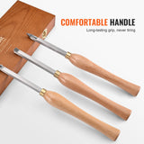 Disposable Cutlery: VEVOR Wood Lathe Chisel Set, 3 PCS Woodworking Turning Tools, Includes Square, Round, Diamond Carbide Blades, 20 cm Comfortable Grip Handles, Wood Chisel Set with Wooden Box For Turning Pens or Small